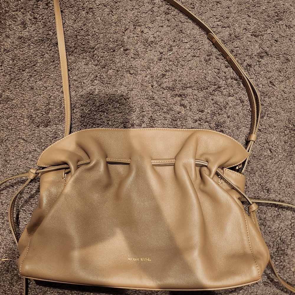 Mansur Gaveriel Protea tan cream crossbody lambskin leather bag